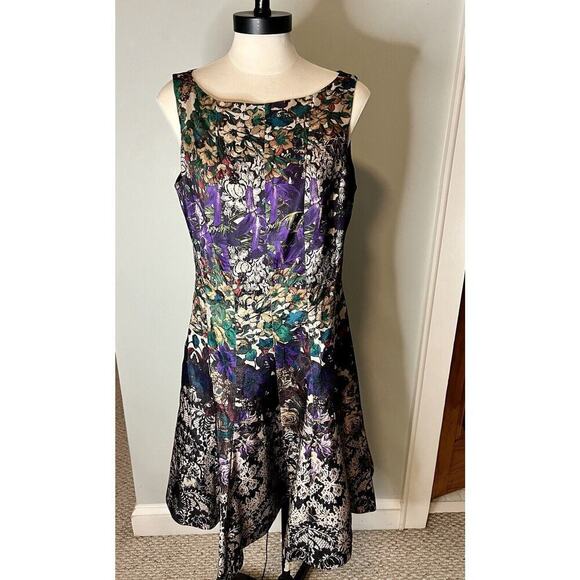 VTG CB Brand Satin Dress Dark Moody Floral Fairy Grunge Goth Party Event Sz 12 - Picture 1 of 10